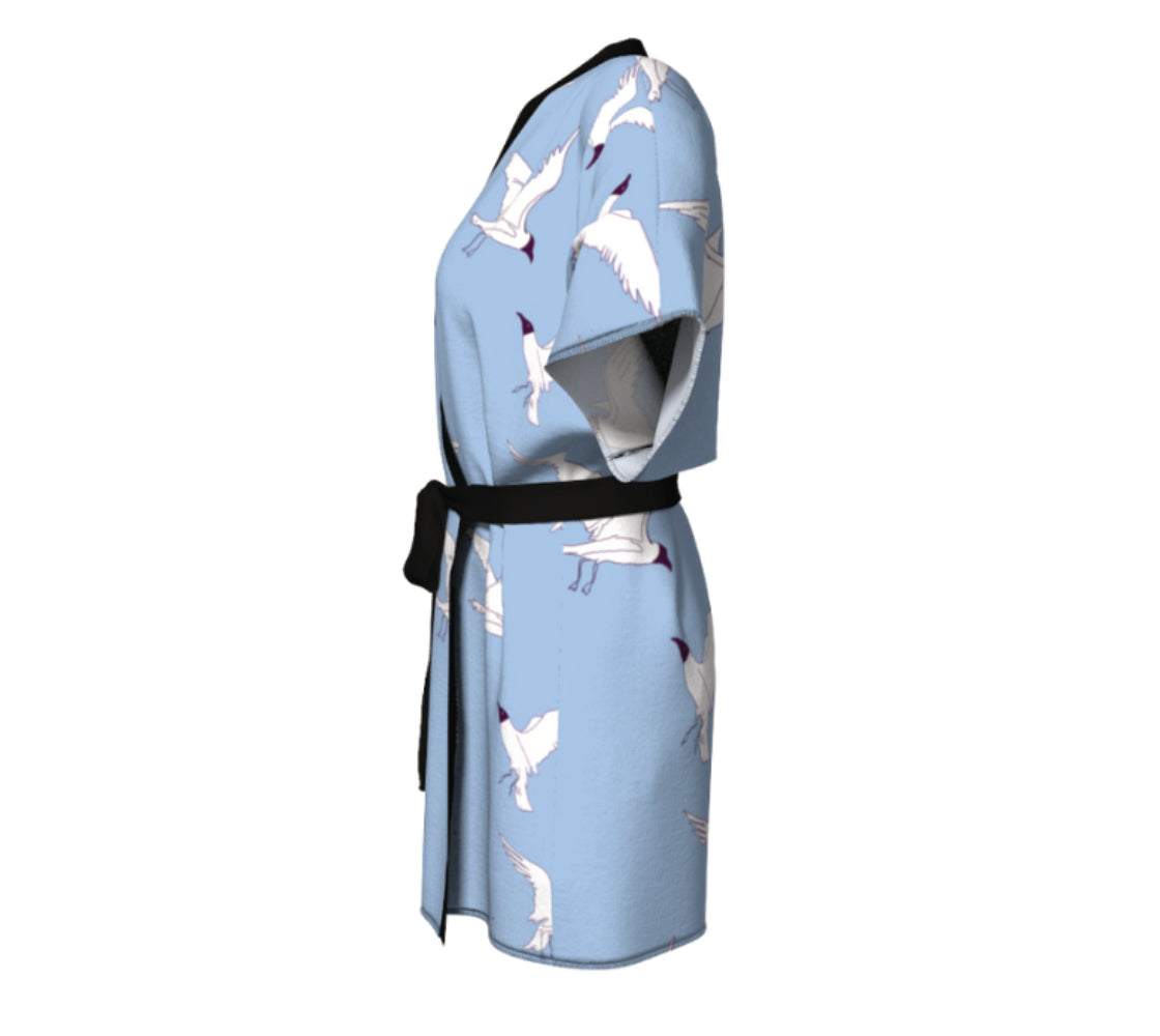 Seagulls Silk Kimono