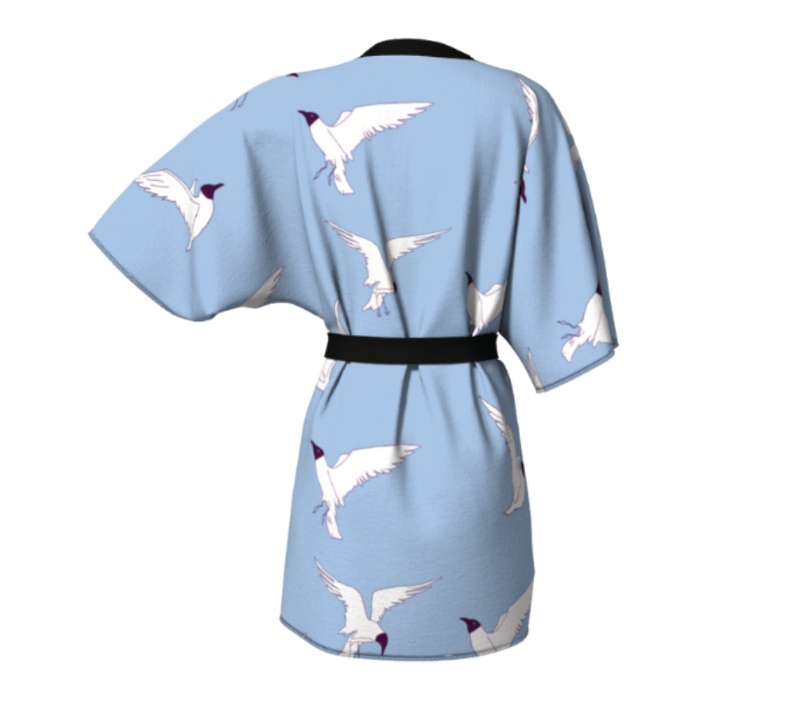 Seagulls Silk Kimono