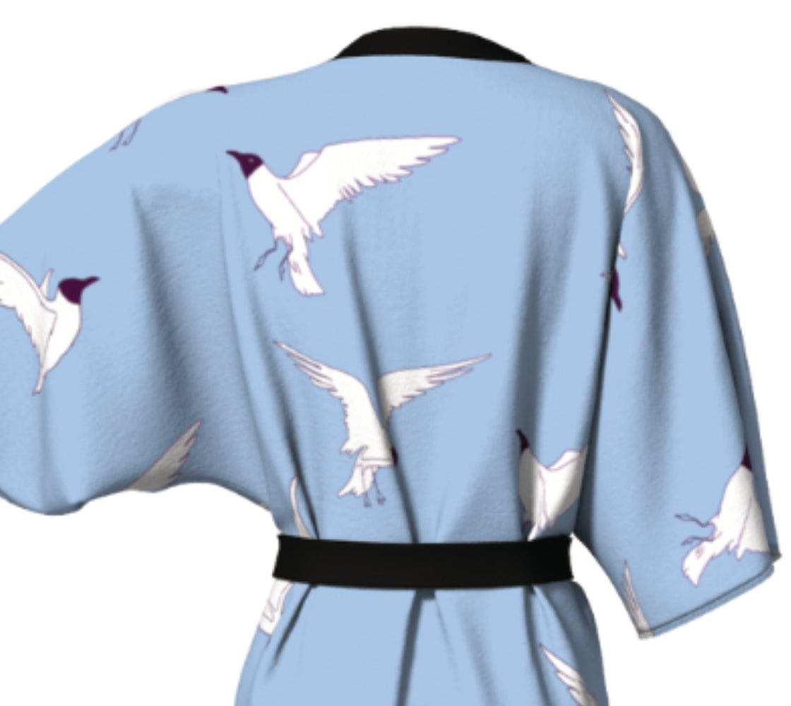 Seagulls Silk Kimono