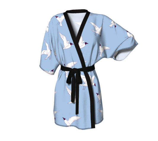 Seagulls Silk Kimono